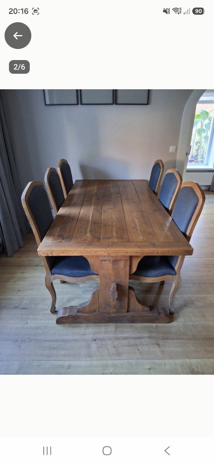 Robuuste eettafel met evt 6 stoelen - Landelijke stijl, Ophalen, Gebruikt, 100 tot 150 cm, Vier personen