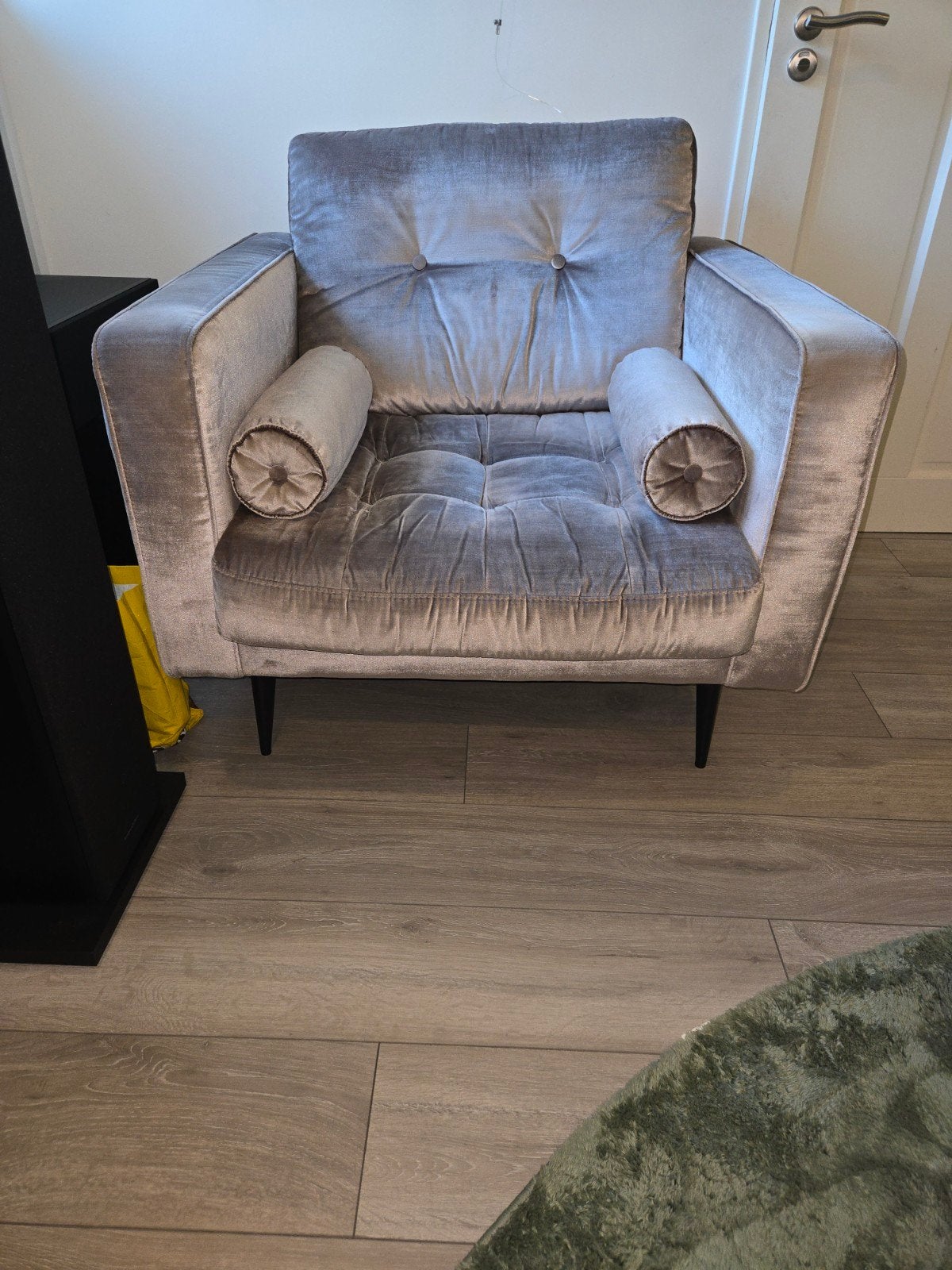 grijs fluwelen fauteuil /  loveseat, Huis en Inrichting, Ophalen, Eenpersoons, 75 tot 100 cm, Zo goed als nieuw