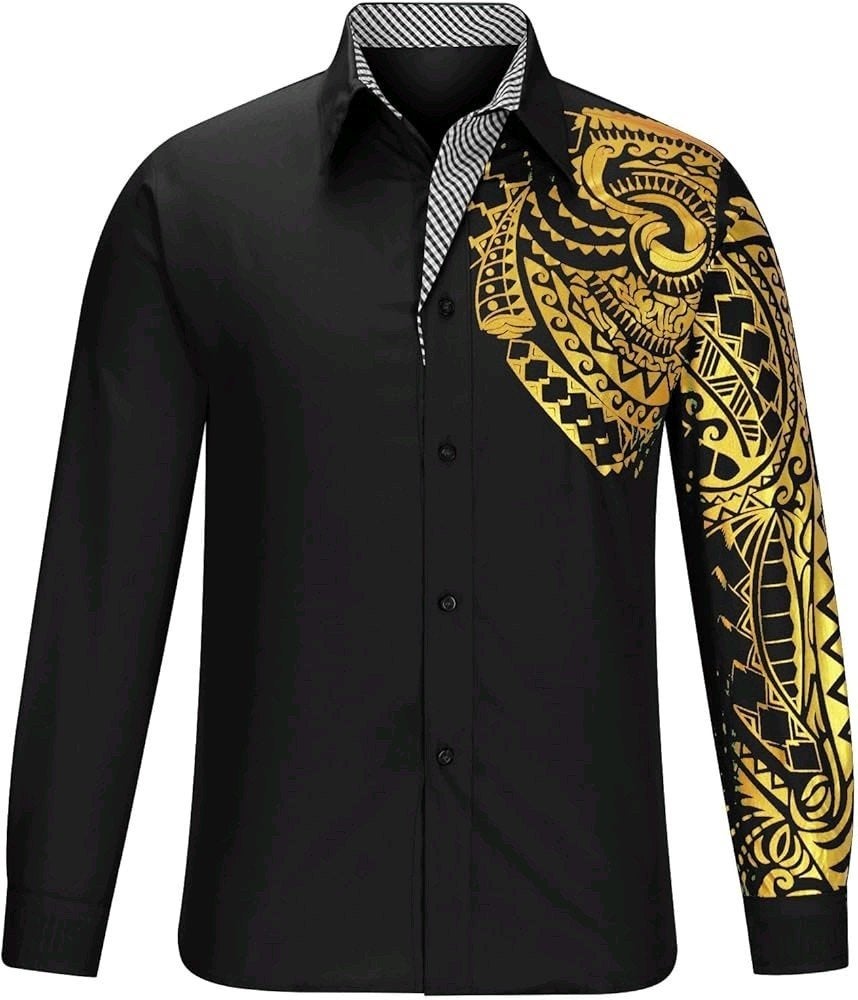 Nieuw Zwart Overhemd met Gouden Print op Mouw (S/M), Kleding | Heren, Ophalen of Verzenden, Nieuw, Zwart, Halswijdte 38 (S) of kleiner