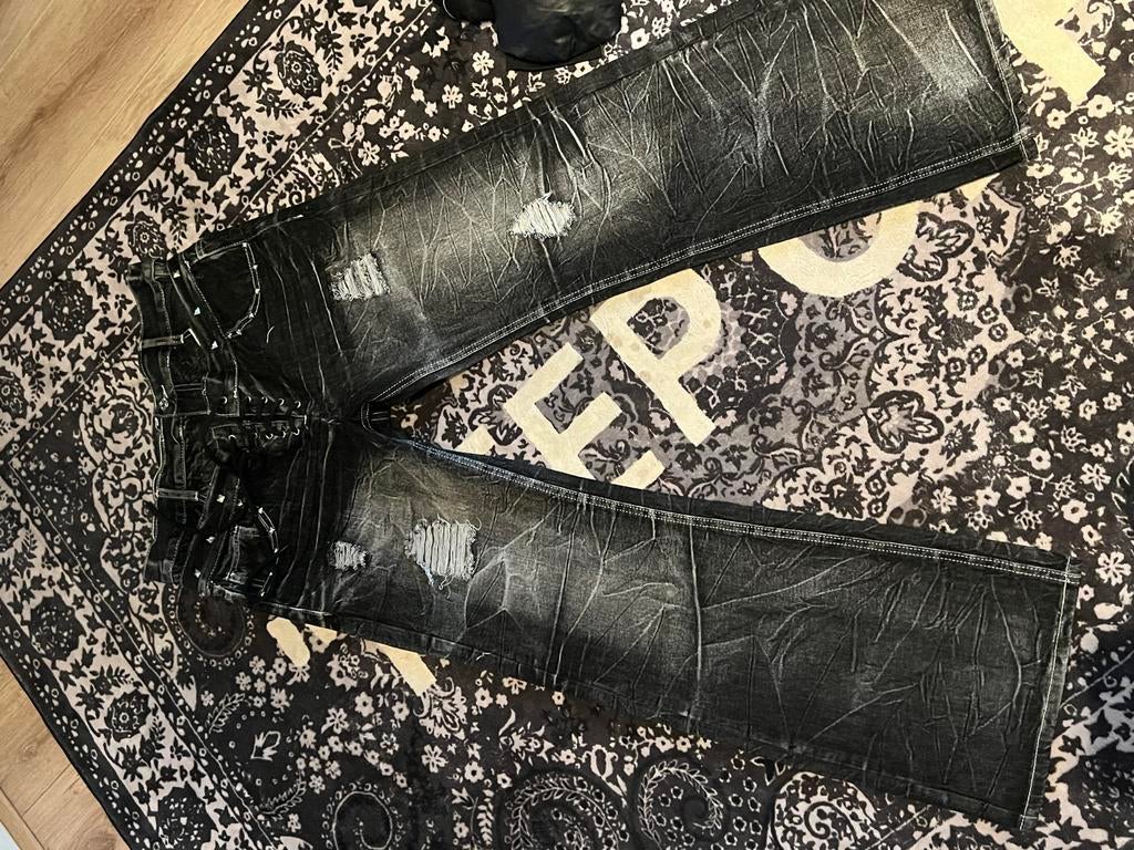 Gothic Stijl Jeans Maat 31 - Zwart, Gedragen Look, Ophalen of Verzenden, Nieuw, Zwart, W32 (confectie 46) of kleiner