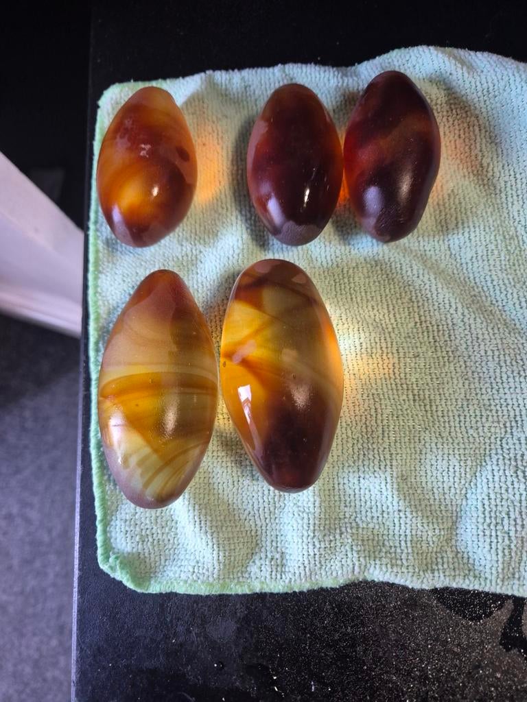 Set van 5 decoratieve glazen eieren, Sieraden, Tassen en Uiterlijk, Edelstenen, Zo goed als nieuw, Ophalen of Verzenden