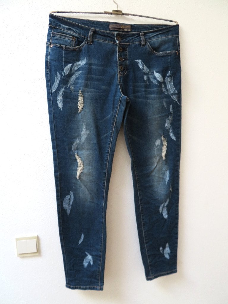 M55 ROCK ANGEL aparte jeans broek blauw M 38/40, Maat 38/40 (M), Blauw, Ophalen of Verzenden, Zo goed als nieuw