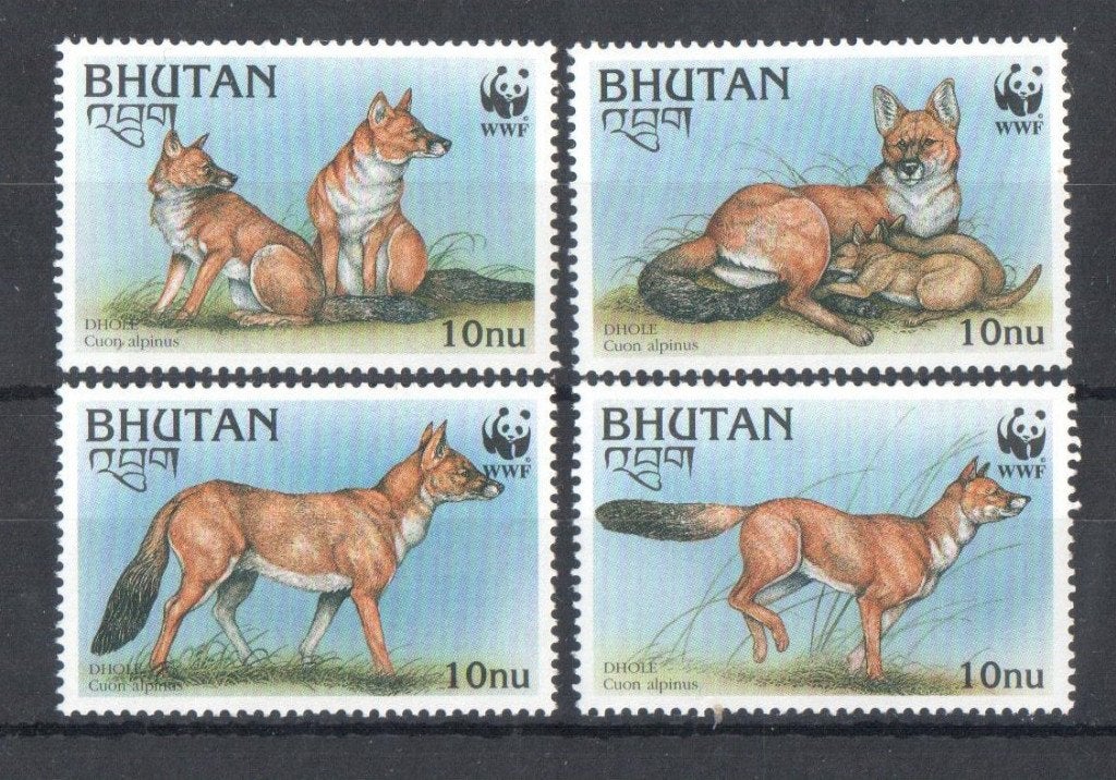 WWF set postzegels van de Indische Wilde Hond, Ophalen of Verzenden, Postfris, Dier of Natuur