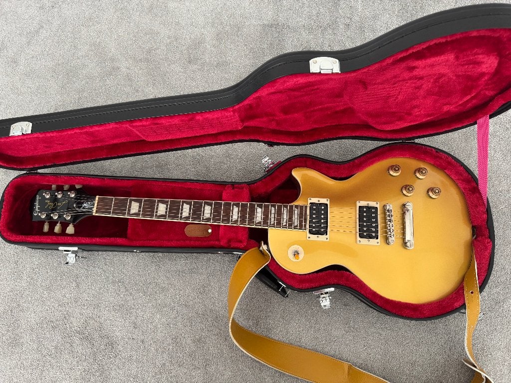 Epiphone Slash Victoria Les Paul Standard Goldtop met koffer, Ophalen, Zo goed als nieuw, Solid body, Epiphone