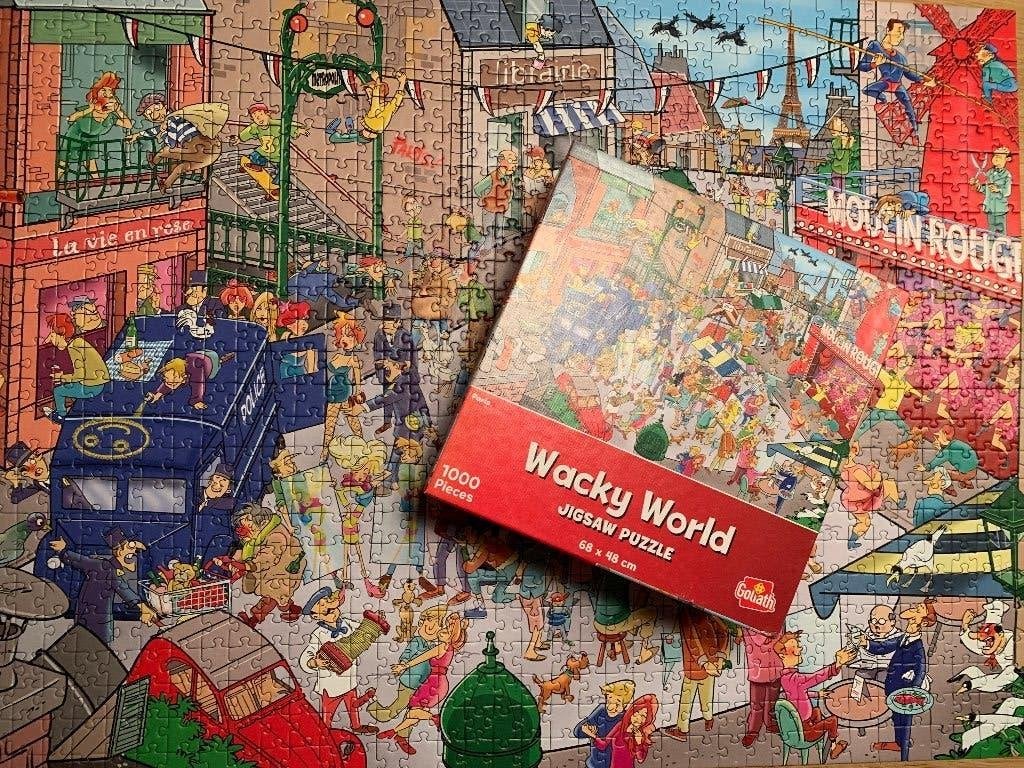 Puzzel 1000 stukjes Wacky World Parijs, Ophalen of Verzenden, 500 t/m 1500 stukjes, Zo goed als nieuw