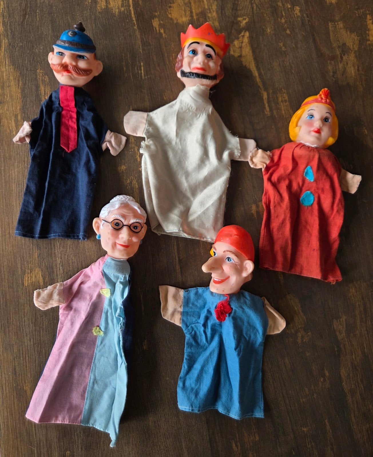 Set van 5 Vintage Poppenkastpoppen – Jaren '60/'70, Antiek en Kunst, Ophalen of Verzenden