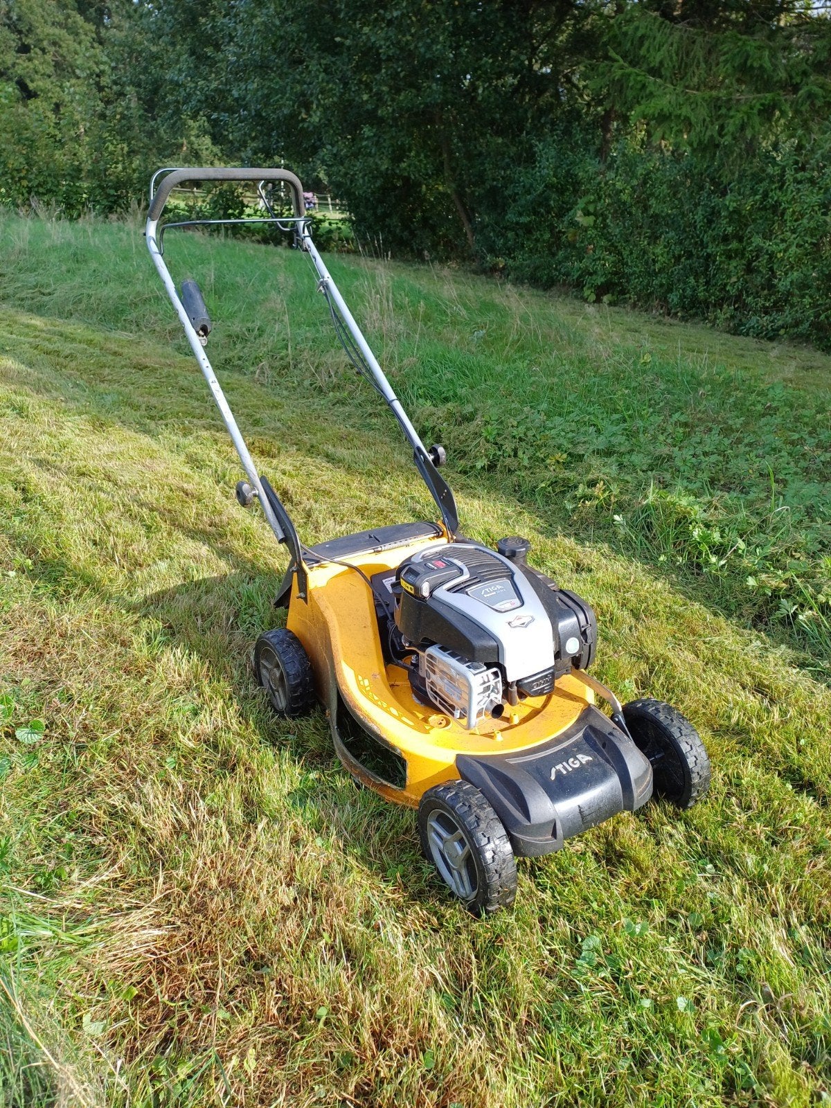 Stiga Power 53 SE B Benzine Grasmaaier, Ophalen, Cirkelmaaier, Gebruikt, Benzine-grasmaaier