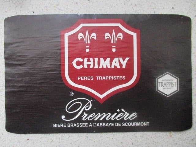 bieretiket Belgie 27-7 (11i) chimay, Verzamelen, Biermerken, Ophalen of Verzenden, Gebruikt, Overige typen, Overige merken