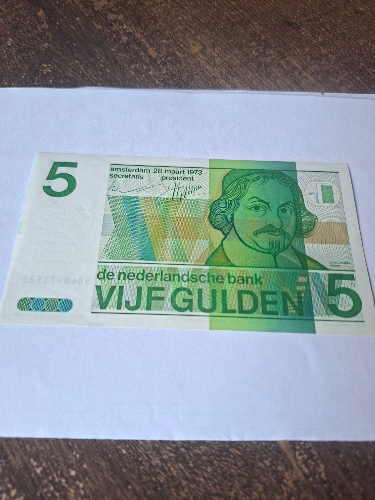Bankbiljet 5 Gulden 1973 "Vondel II" – Prachtige UNC Staat!, Ophalen of Verzenden, 5 gulden, Los biljet