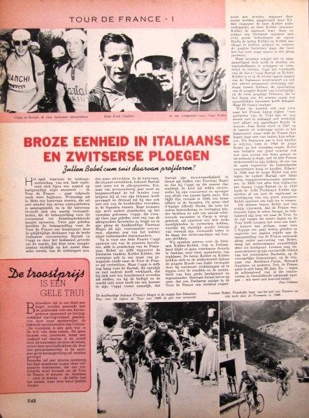 Vintage artikel Tour de France 1957 wielrennen, Ophalen of Verzenden, Gebruikt