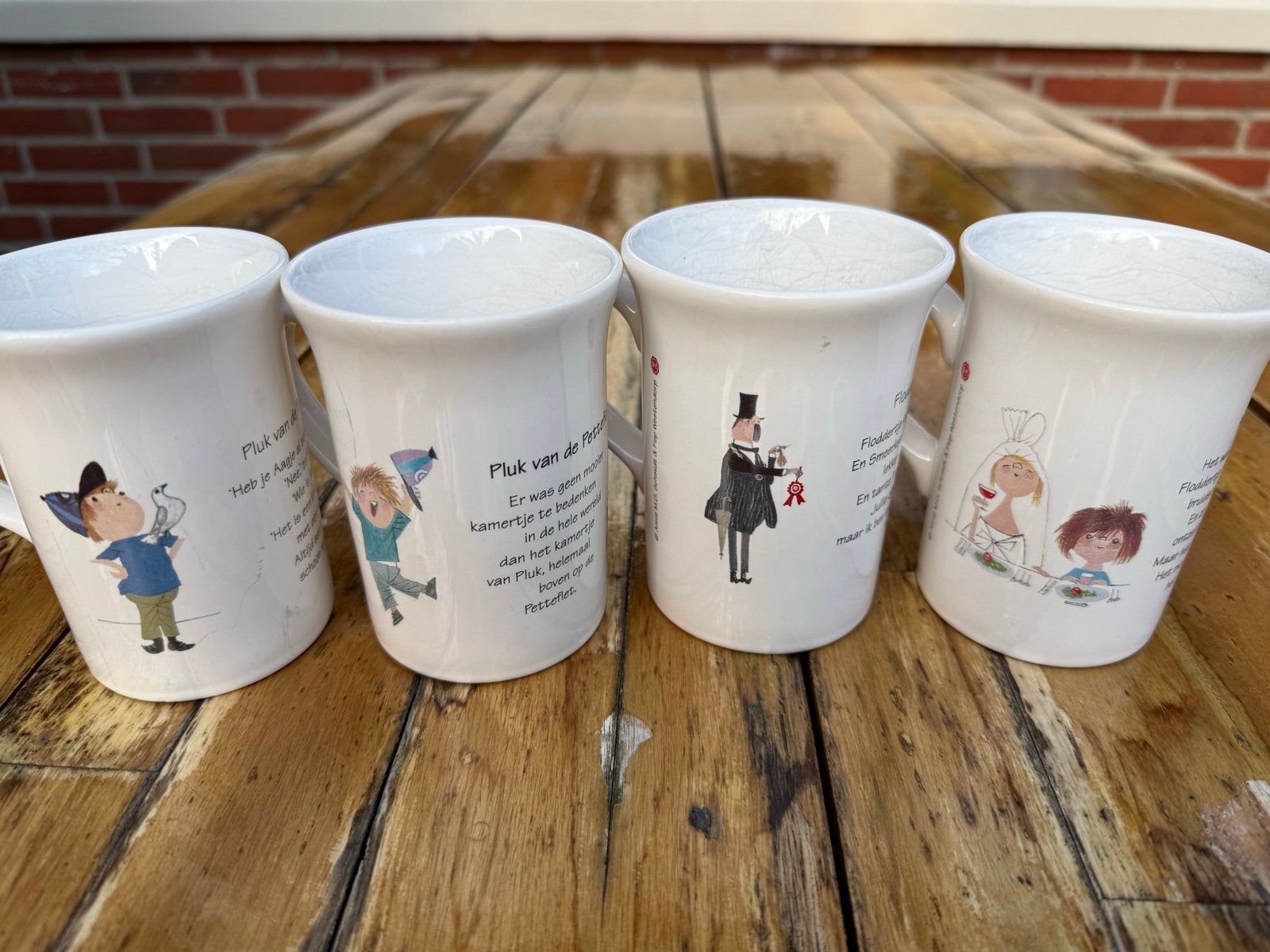 Pluk van de Petteflet en Floddertje mokken set, Gebruikt, Overige merken, Keramiek, Overige stijlen