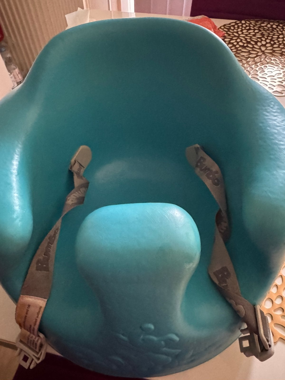 Baby Bumbo/veiligheidszitje – blauw/turquoise, Kinderen en Baby's, Kinderstoelen, Ophalen, Zo goed als nieuw, Overige typen