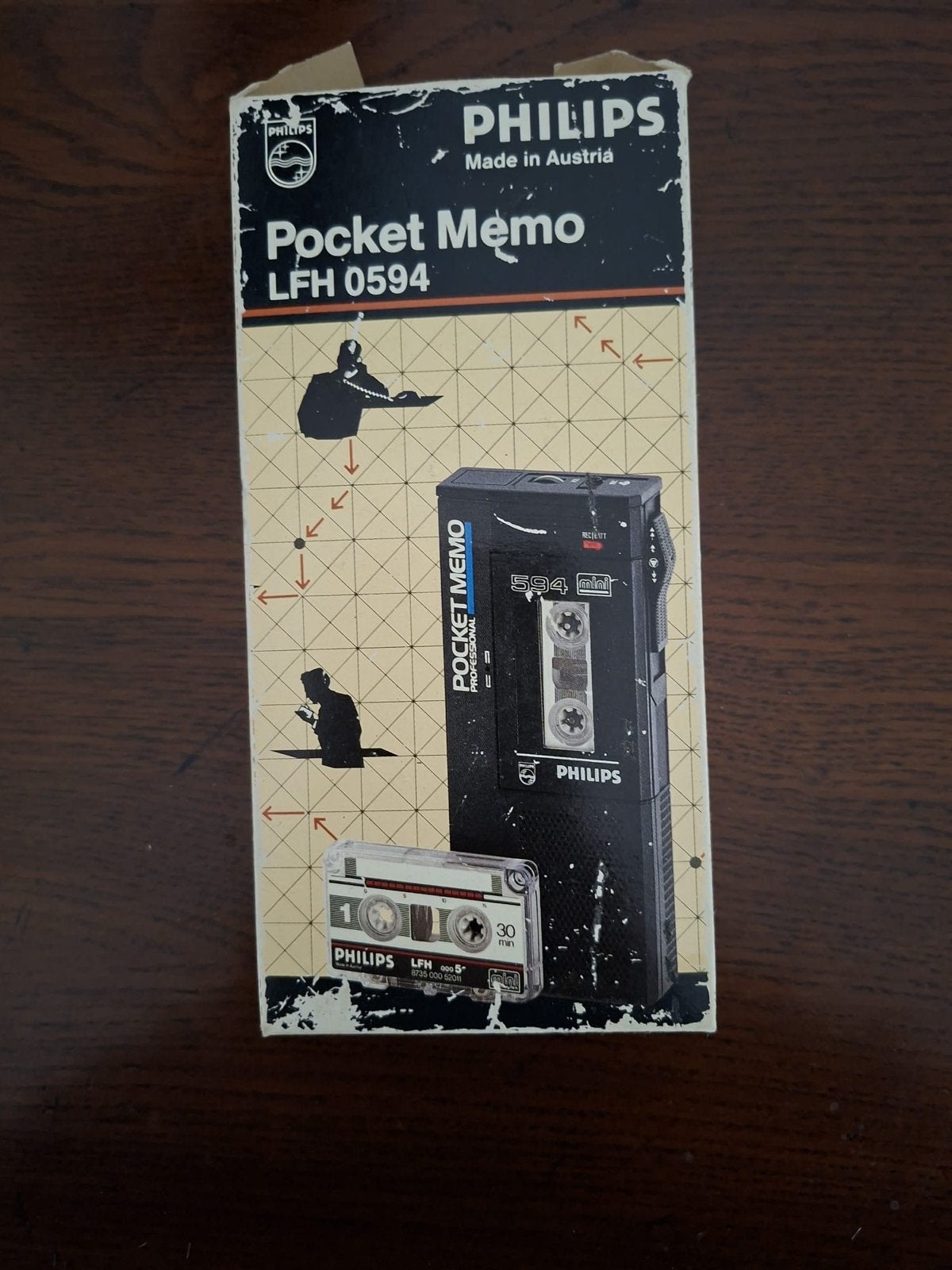 Philips Pocket Memo LFH 0594 met originele doos en cassette, Audio, Tv en Foto, Ophalen of Verzenden, Bandrecorder, Met banden