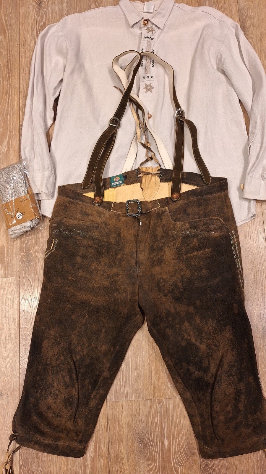 Meindl lederhose 56 overhemd kousen oktoberfeest, Ophalen, Maat 56/58 (XL), Overige thema's, Gedragen