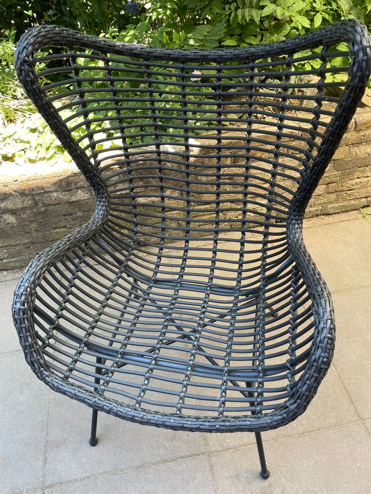 Te koop: 1 zwarte z.g.a.n. lounge stoel, Tuin en Terras, Ophalen, Zo goed als nieuw, Wicker