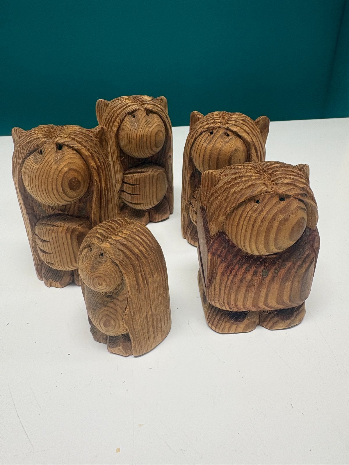 Zeldzame  Swedish Wooden Troll FamilySigned Algot Gävert, Overige onderwerpen, Minder dan 20 cm, Ophalen of Verzenden, Handgemaakt