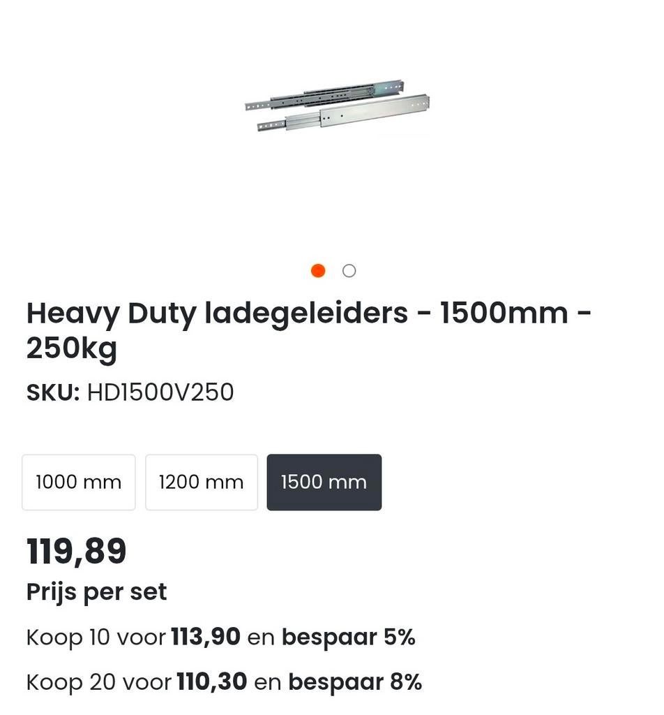 Heavy Duty Ladegeleiders - 1500mm - 250kg verkeerd besteld, Computers en Software, Tekentablets, Ophalen