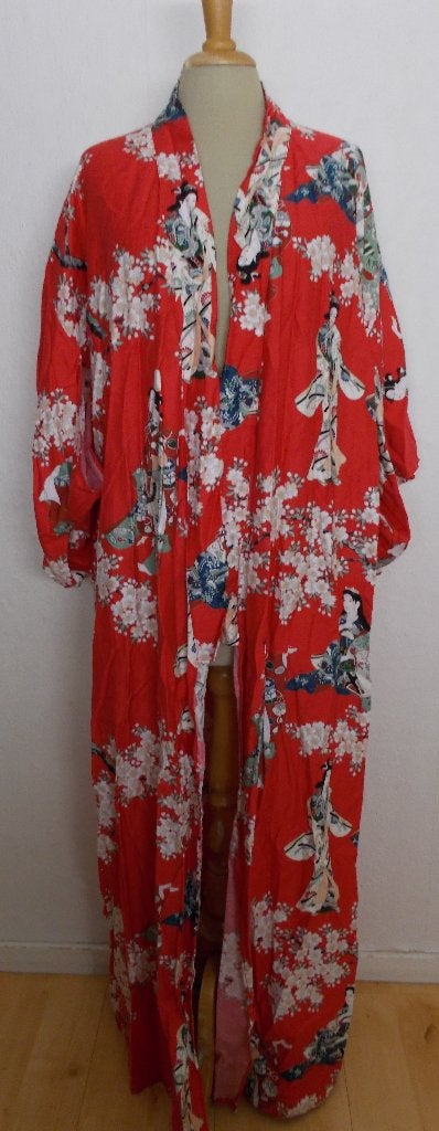 Aparte 100% katoenen Japans/Chinese print kimono/jurk! L, Maat 42/44 (L), Zo goed als nieuw, Onder de knie, Meerkleurig