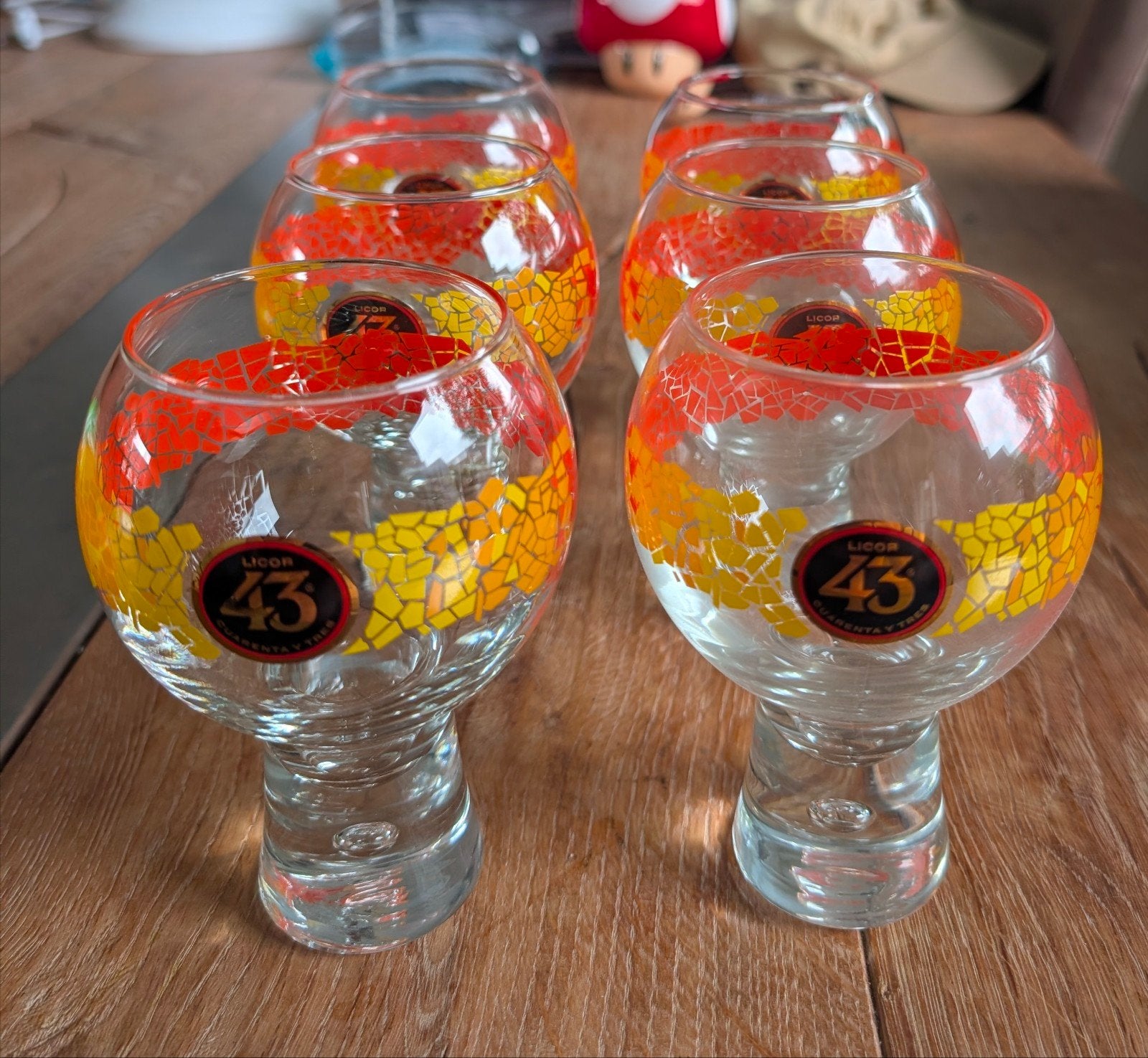 6 Licor 43 glazen ongebruikt, Ophalen of Verzenden, Nieuw, Glas, Meerkleurig