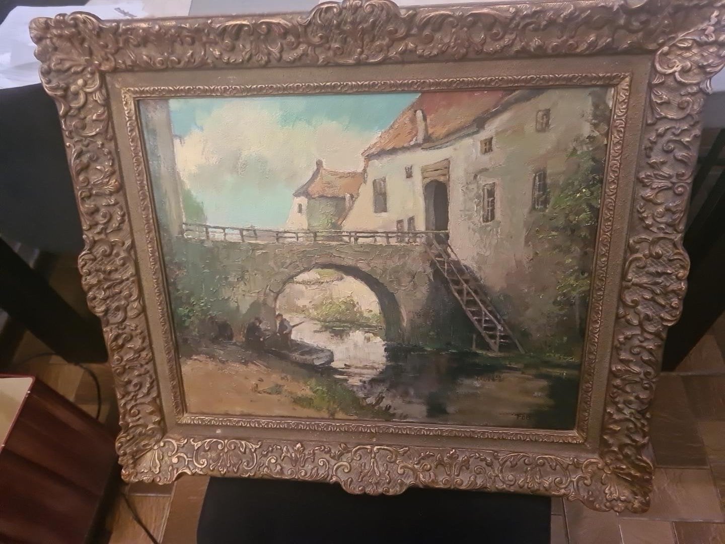 Sfeervol stadsgezicht Philibert Foole (1914-1976) 50x40cm, Antiek en Kunst, Kunst | Schilderijen | Klassiek, Ophalen, Doek, Impressionistisch