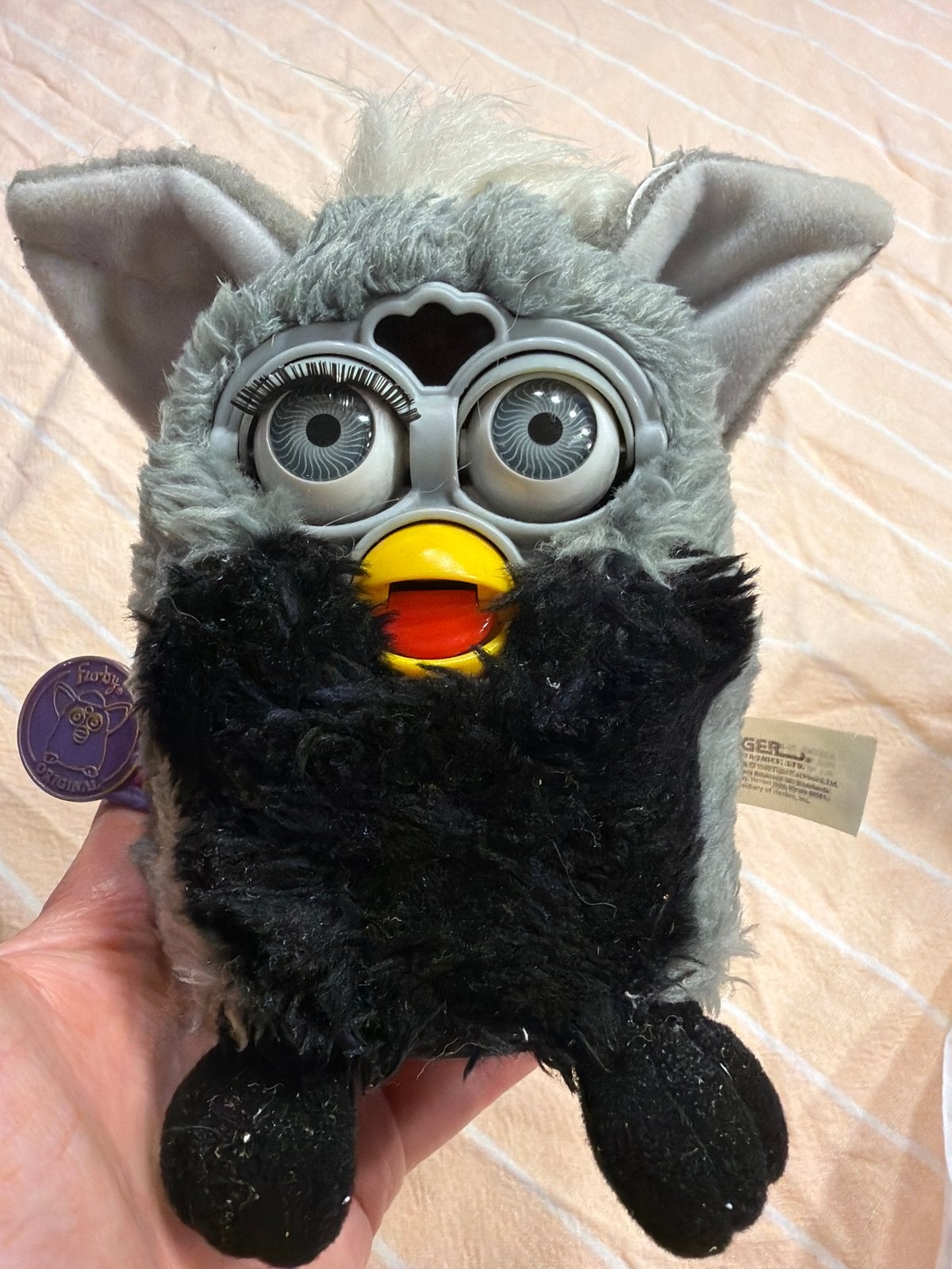 Vintage Furby Original Grijs/Zwart 1999 Tiger Electronics, Ophalen of Verzenden, Gebruikt