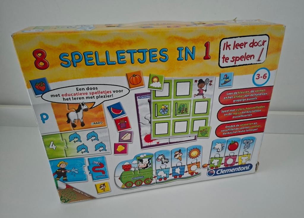 Clementoni 8 spelletjes in 1, Kinderen en Baby's, Speelgoed | Educatief en Creatief, Ophalen of Verzenden, Zo goed als nieuw, Taal en Lezen