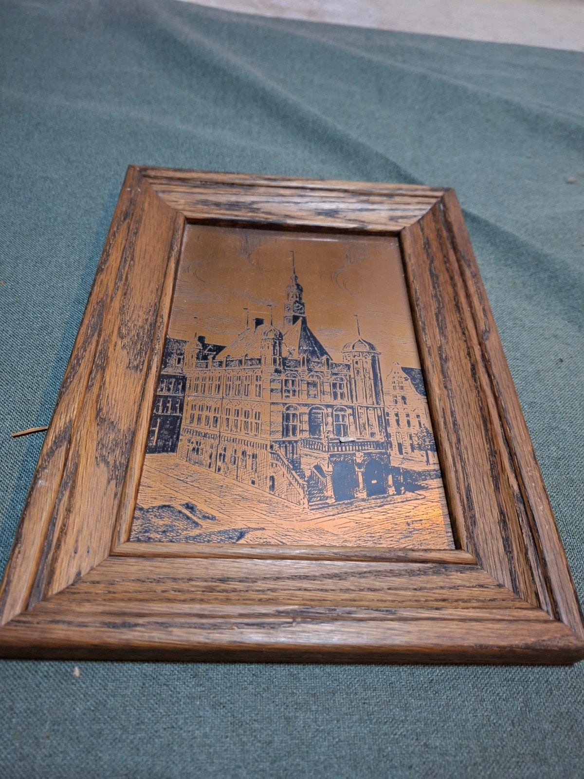 Oude koperen drukplaat De Waag Deventer - Jan Wilmink, Stadsgezicht, Ingelijst, Ophalen of Verzenden, Gravure