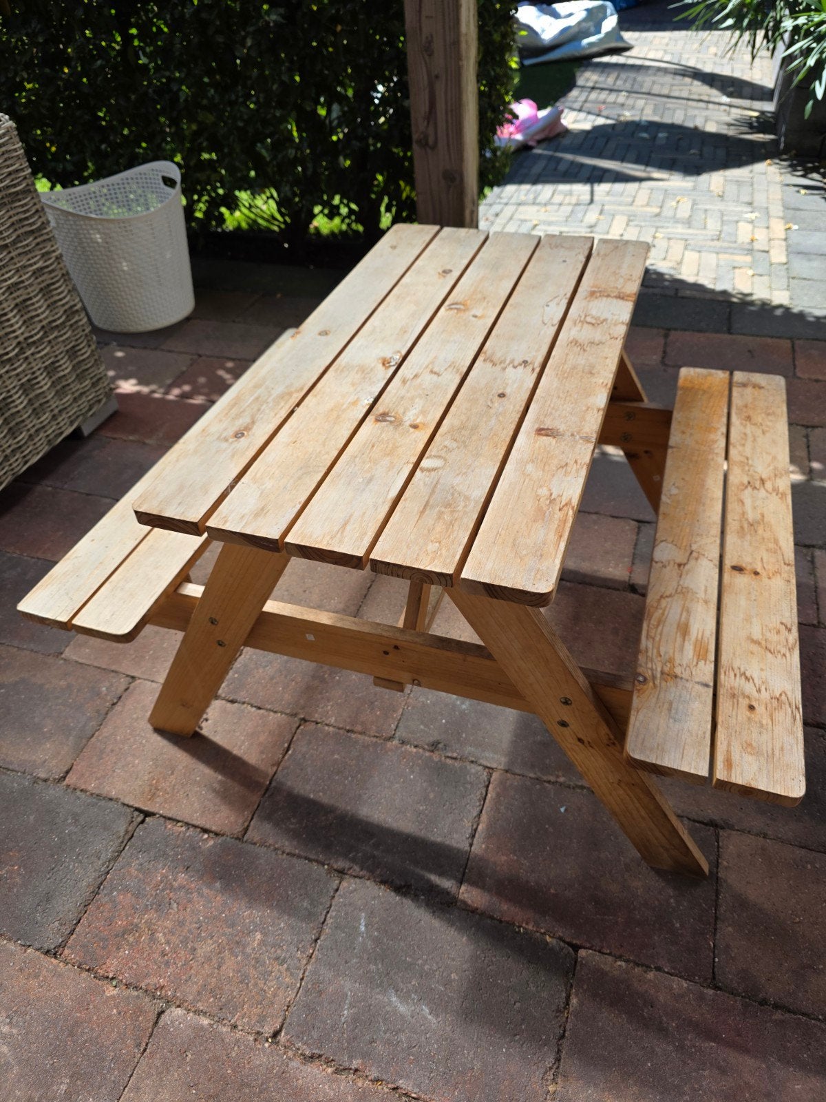 Leuke kinder picknick tafel, goede staat!, Tuin en Terras, Ophalen, Rechthoekig, Hout
