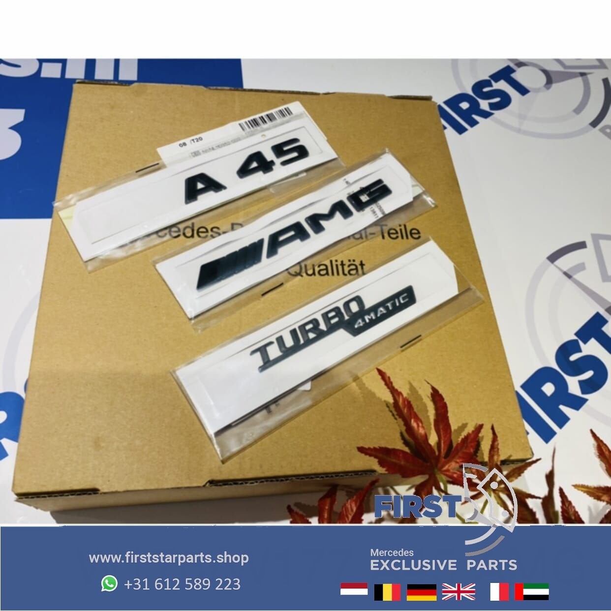W177 A45 AMG LOGO SET ZWART EMBLEMEN SET Mercedes A KLASSE 4, Auto-onderdelen, Gebruikt, -, Ophalen of Verzenden, -