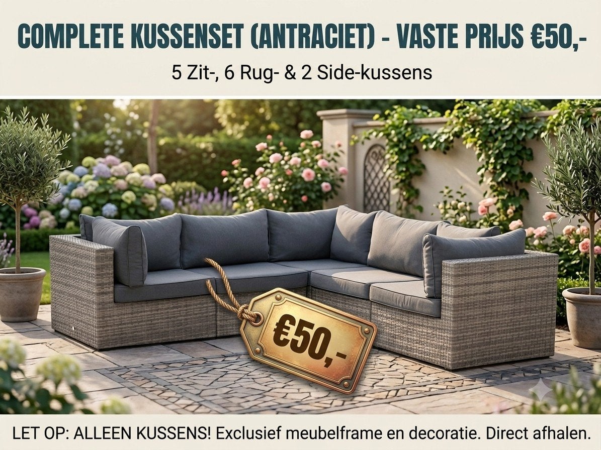 Complete kussenset  - 5 zit-, 6 rug- & 2 side-kuss, Ophalen