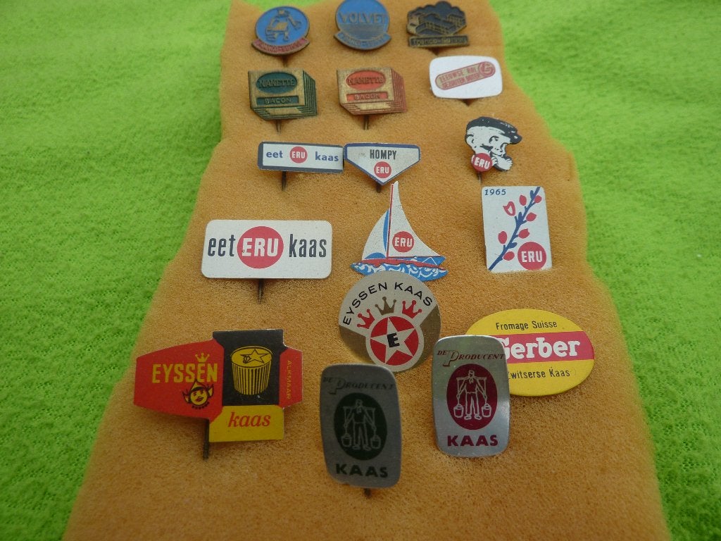 Vintage Kaas Reclame Speldjes - Diverse Merken, Ophalen of Verzenden, Gebruikt, Merk, Speldje of Pin