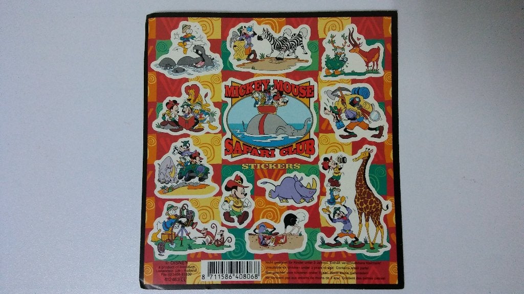 Mickey Mouse Safari Club stickervelletje stickers Disney, Ophalen of Verzenden, Zo goed als nieuw, Strip of Tekenfilm