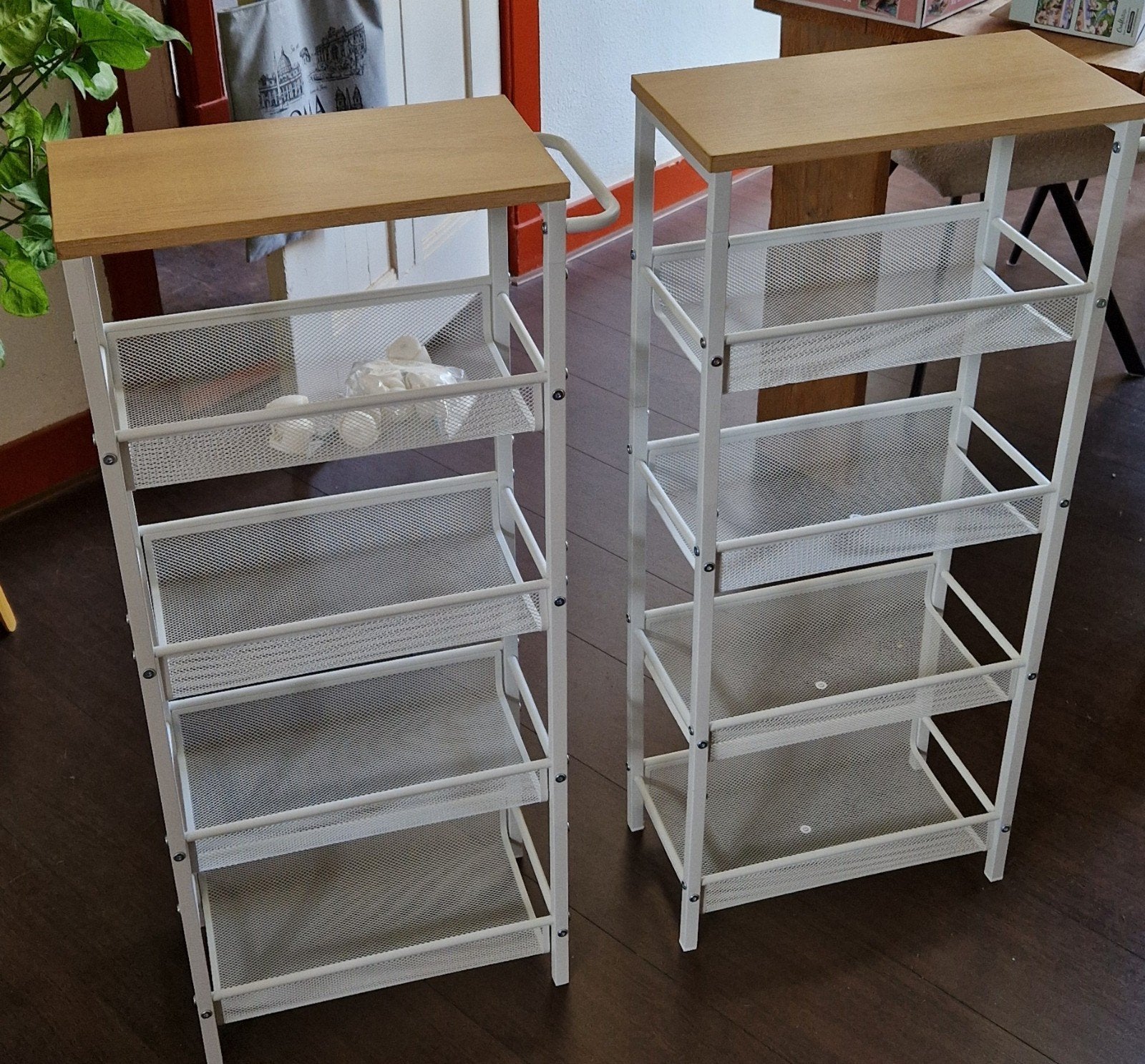 Nieuw! 2x VASAGLE keukentrolley - 5 Lagen Wit/Hout  41x22x99, Ophalen, Nieuw, Wit, Metaal
