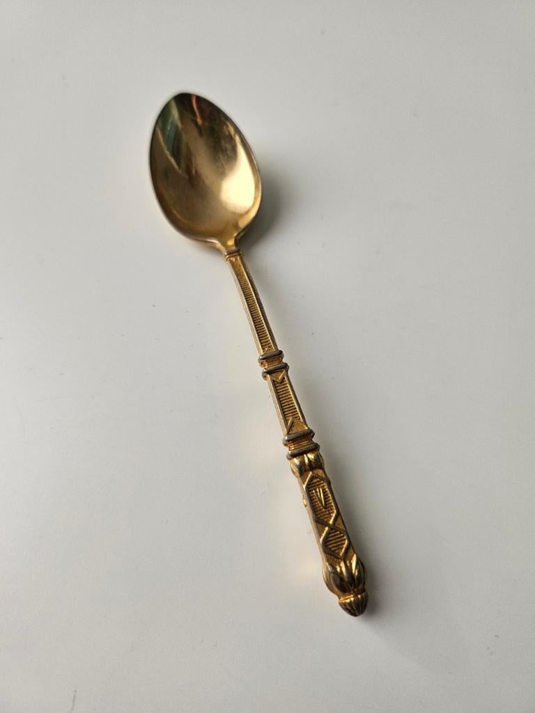 Antieke Gouden Lepel met Gedetailleerd Handvat, Ophalen of Verzenden