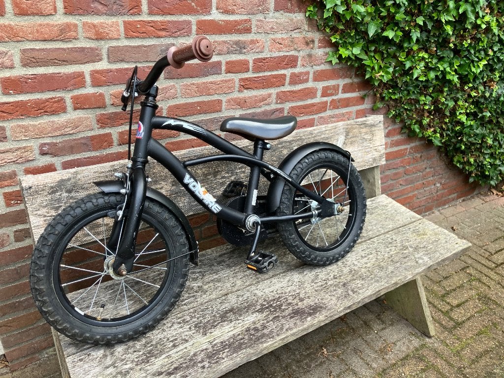 Volare kinderfiets jongens 14 inch zwart + zijwielen, Ophalen, Terugtraprem, Zijwieltjes, Volare