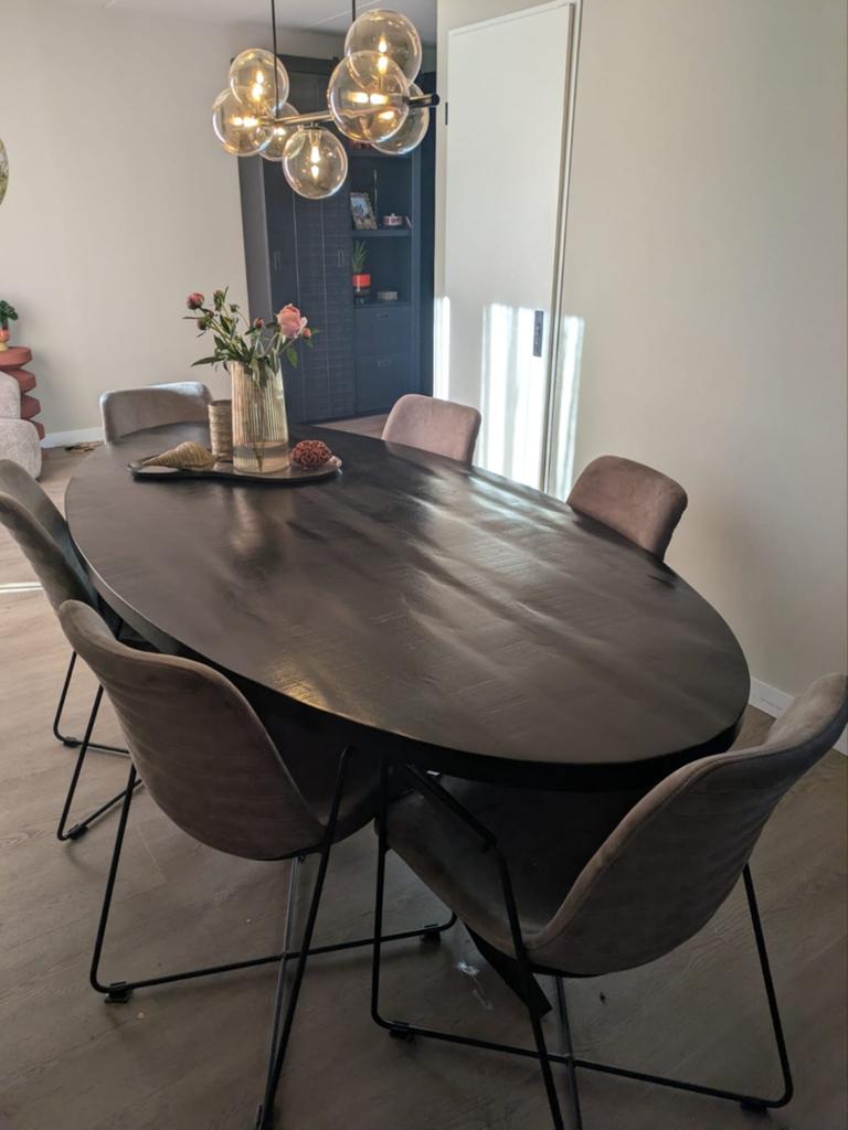 Eettafel zwart ovaal, Ophalen, 100 tot 150 cm, 200 cm of meer, Zo goed als nieuw