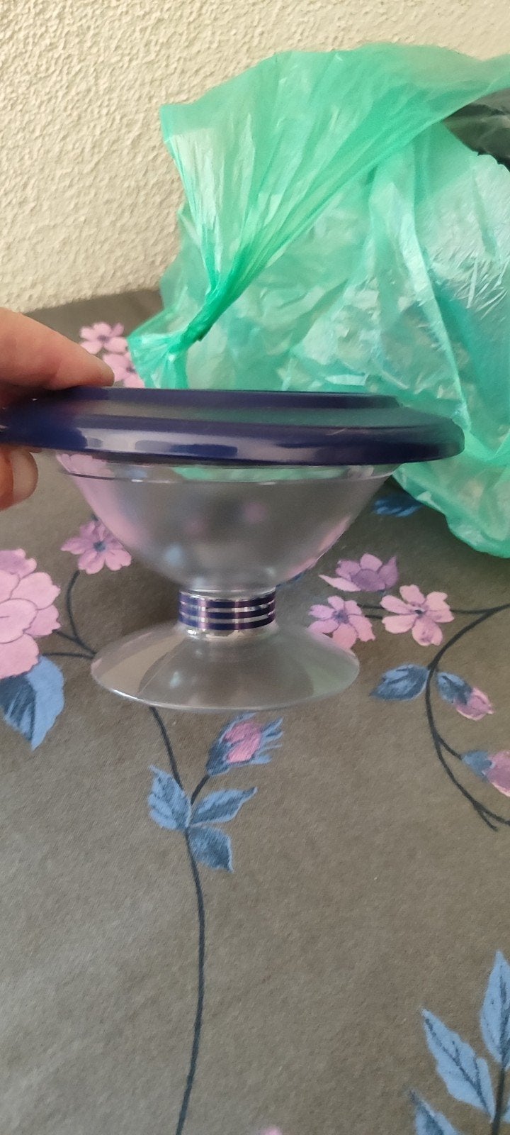 4 ijscoupes van tupperware en bestek ophangsysteem van bk, Ophalen, Rvs of Chroom