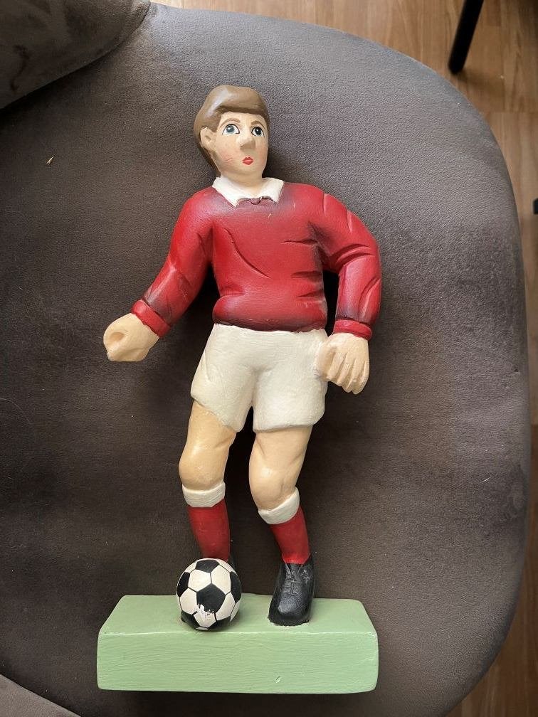 Beeldje voetballer van hout 33 cm, Ophalen of Verzenden, Gebruikt, Overige typen