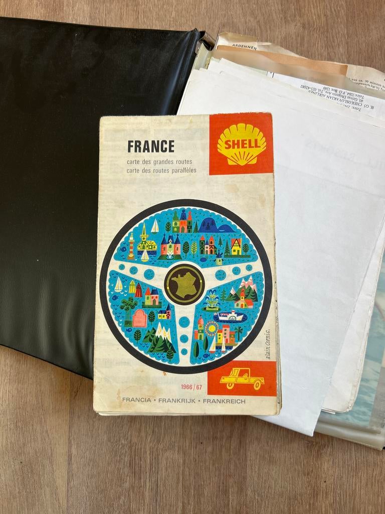 Vintage Shell Landkaart Frankrijk 1966/67, Boeken, Atlassen en Landkaarten, Gelezen, Frankrijk, Ophalen of Verzenden, Landkaart