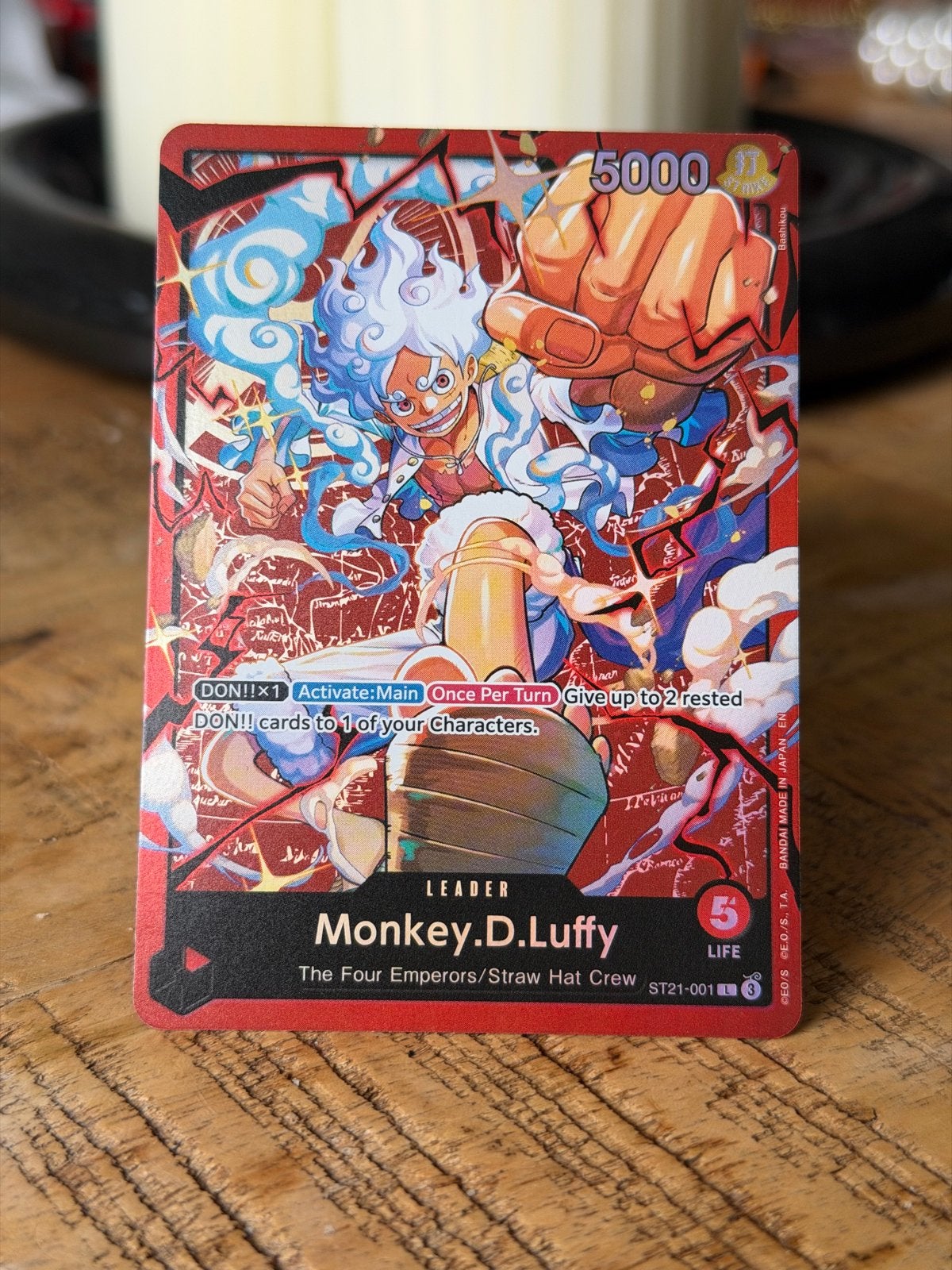 Monkey D. Luffy Leader ST21-001 AA Foil - one piece kaart, Ophalen of Verzenden, Zo goed als nieuw, Losse kaart