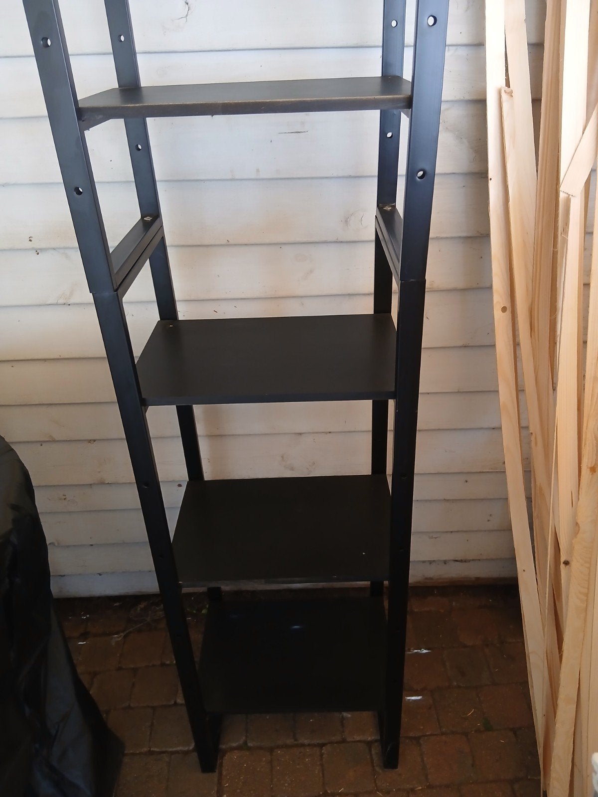 Zwarte grenen boekenkast met metalen frame (40x30x175 cm), Ophalen, Met plank(en), Gebruikt, 150 tot 200 cm