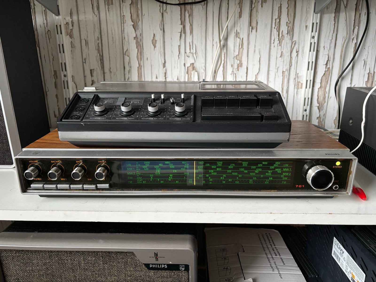 Philips 22RH701 receiver met AH442 luidsprekers, Philips, Gebruikt, Tuner of Radio, Losse componenten