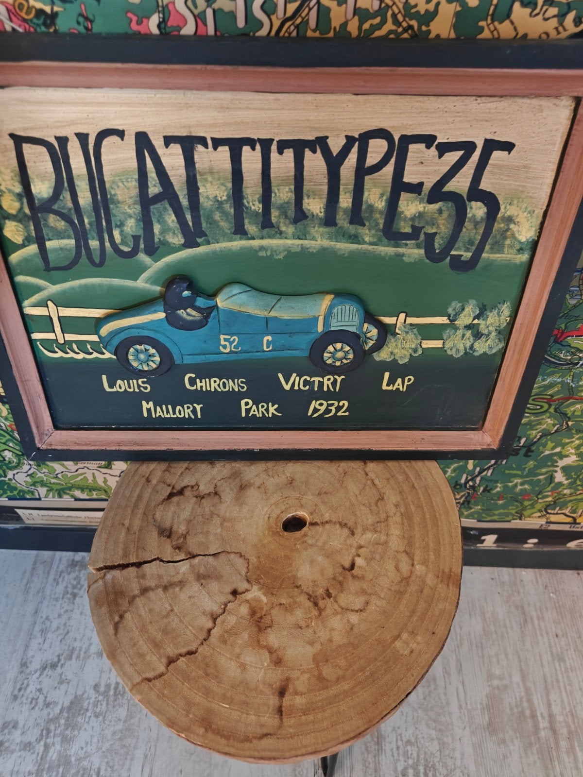 Prachtig 3D Pub bord met diepte Bugatti 40 x 30 cm topstaat, Reclamebord, Ophalen of Verzenden, Zo goed als nieuw, X