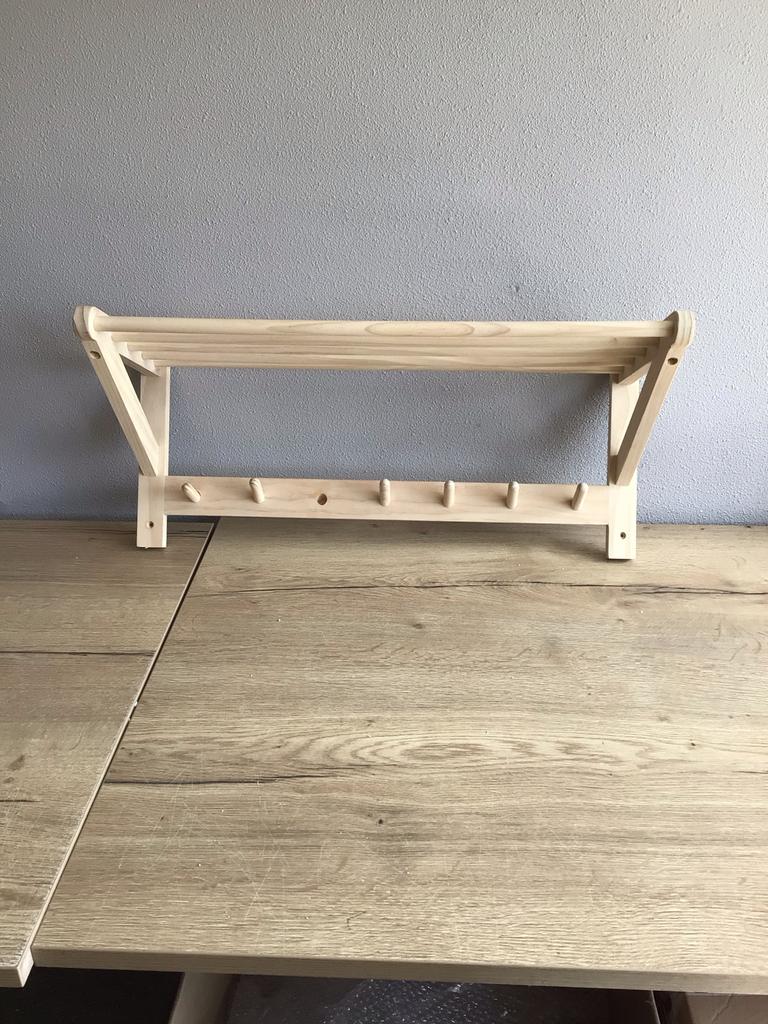 Houten wandkapstok met hoedenplank en 6 haken, Nieuw, Minder dan 100 cm, Hout, Ophalen