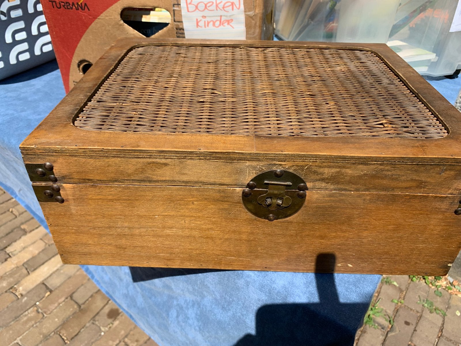 Houten kist bruin, Ophalen of Verzenden, Zo goed als nieuw
