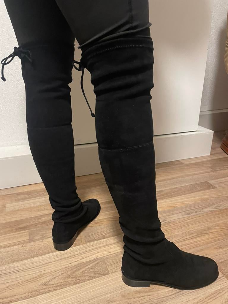 Stuart Weitzman Classic Black Over Knee Boots Mint 37, Hoge laarzen, Zwart, Ophalen of Verzenden, Zo goed als nieuw