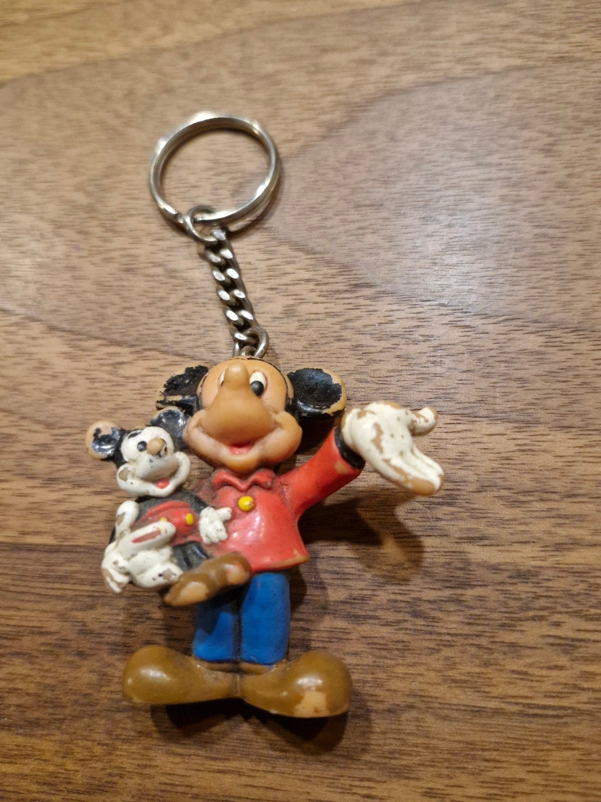 455 Vintage Mickey Mouse sleutelhanger met baby Mickey, Ophalen of Verzenden