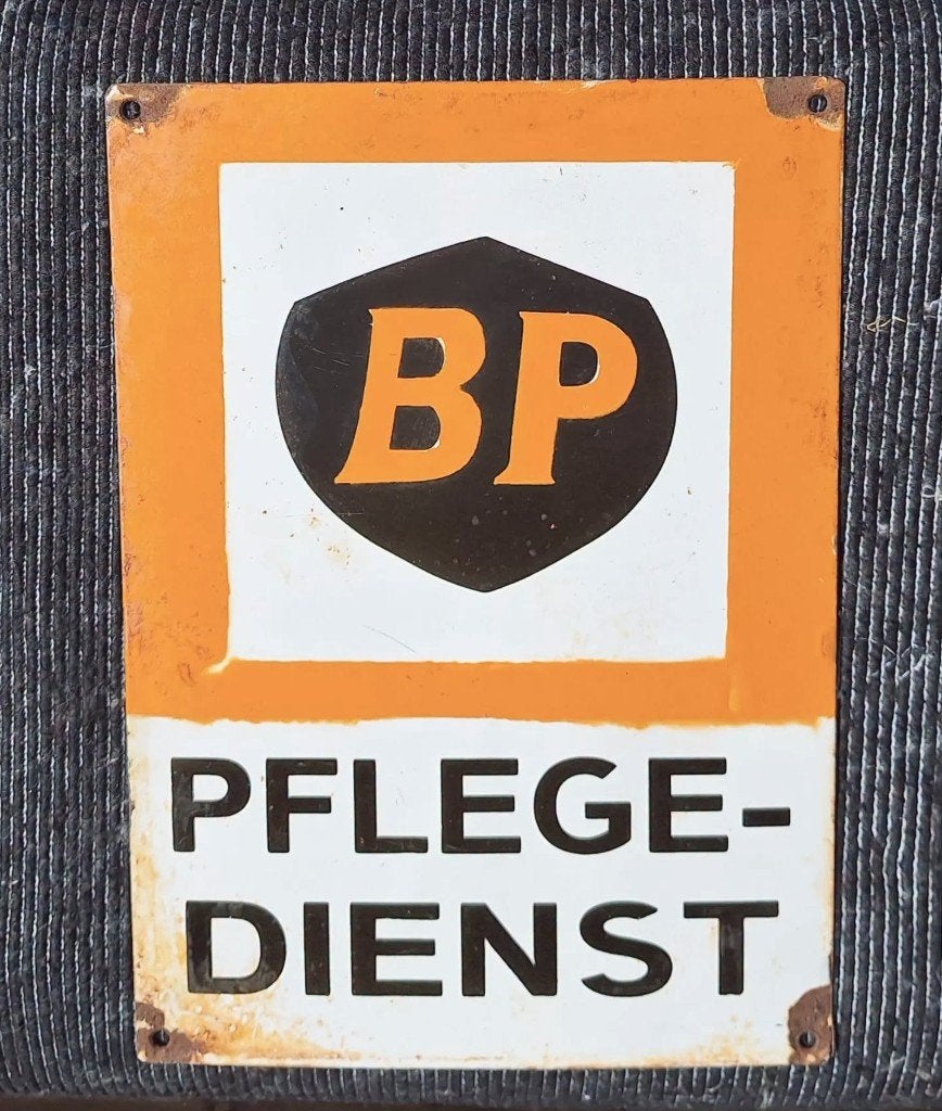 Emaille reclamebord van het Britse oliebedrijf BP️⛽️, Reclamebord, Gebruikt, ., Ophalen of Verzenden