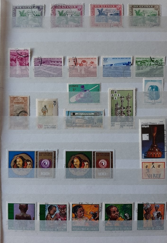 2 Kaarten Oude Postzegels République de Guinée Nr. 1, Ophalen, Overige landen, Gestempeld