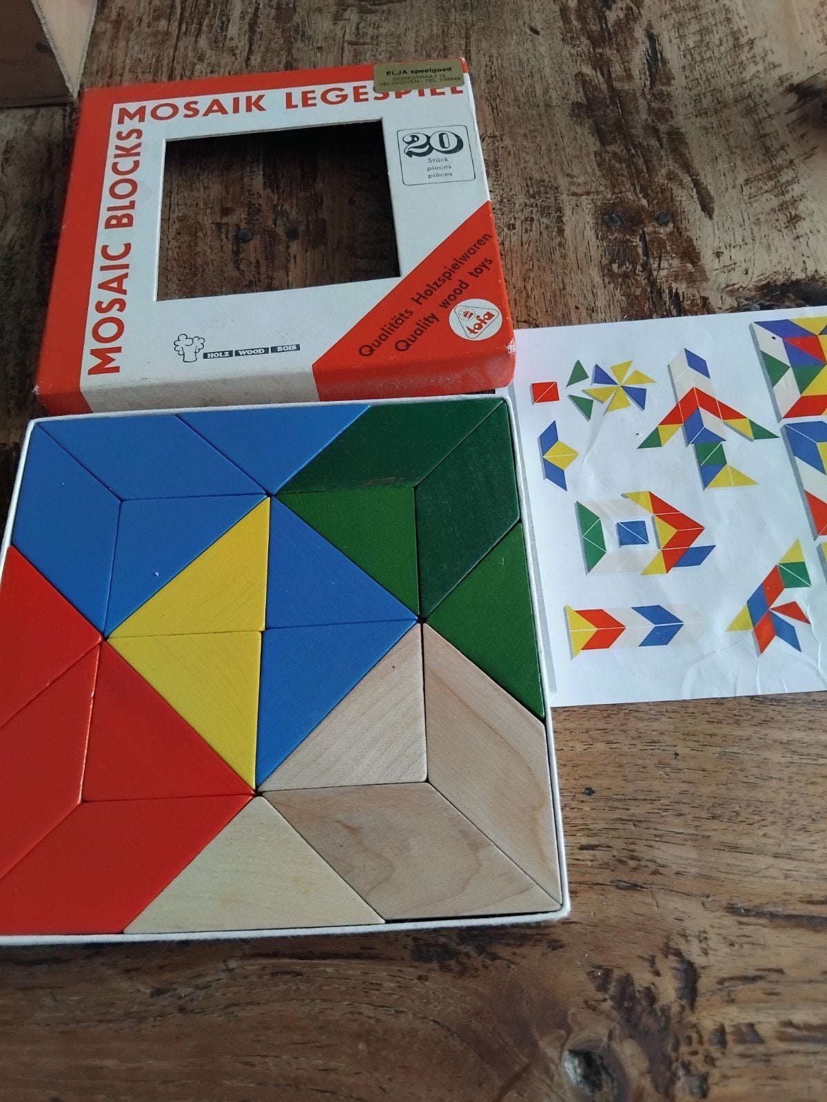 Vintage Mosaik Legespiel - Houten Mozaïek Blokken, Ophalen of Verzenden, Gebruikt, Knutselen